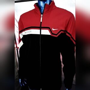 Nike Elite Track Jacket Men's Large Red Black Colorblock Full Zip Logo